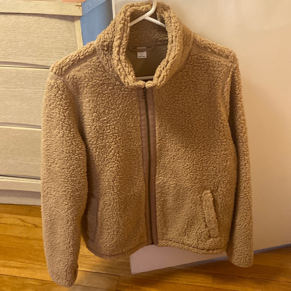 Womens fluffy tan teddy jacket
